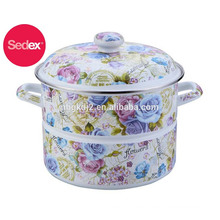 printed enamel steamer pot with full color and body design